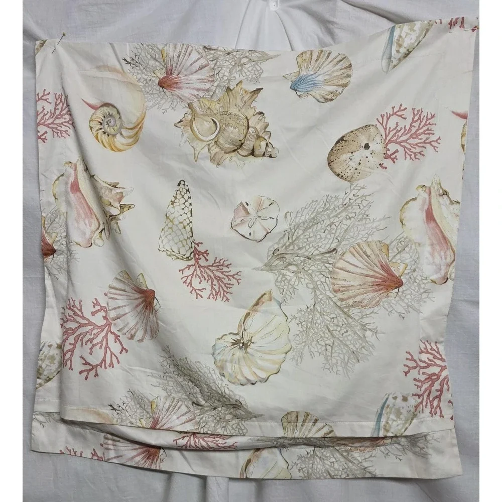 Pottery Barn Seashell Coral Euro Sham 29x29 Cotton Coastal Beach Nautical